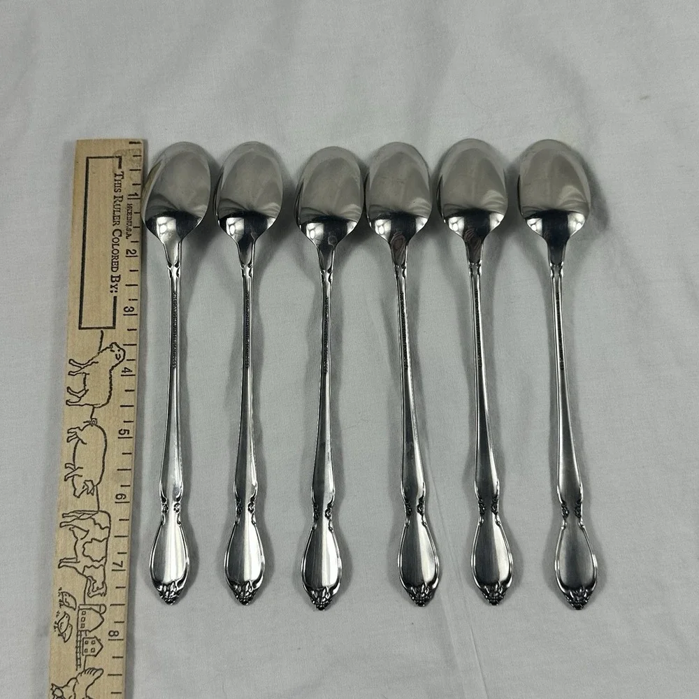 6 Oneida Community CHATELAINE stainless ICED TEA SPOONS‎ Betty Crocker